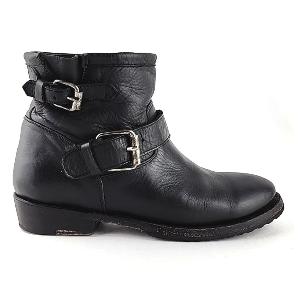 ASH Women's Trick Black Leather Biker Double Strap Buckle Ankle Boot 37 - Picture 16 of 16